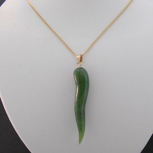 Jade & Gold Italian Horn Necklace